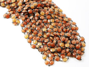 Sunstone Cushion Faceted Bezel Chain, (BC-SST-253) - Beadspoint