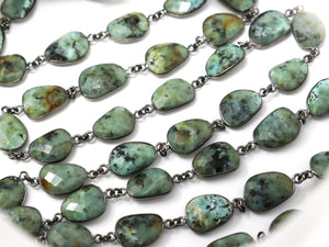 Jasper Oval Faceted Bezel Chain, (BC-JAS-247) - Beadspoint
