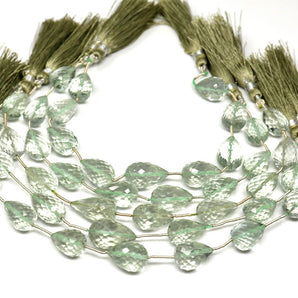 Green Amethyst Faceted Straight Drilled Drops, 10x16mm, Rich Color, (GAM-SDTR-10x16)(74)