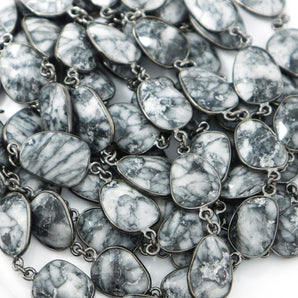 Jasper Oval Faceted Bezel Chain, (BC-JAS-248) - Beadspoint