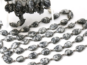 Jasper Oval Faceted Bezel Chain, (BC-JAS-248) - Beadspoint