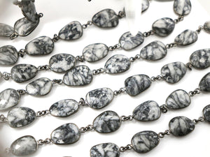Jasper Oval Faceted Bezel Chain, (BC-JAS-248) - Beadspoint