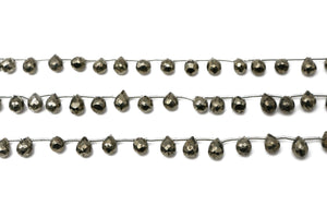 Natural Pyrite Faceted Tear Drops, 5x9 mm, Rich Color, Pyrite Gemstone Beads, (PY-TR-5x9)(564)