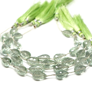 Green Amethyst Faceted Straight Drilled Drops, 8x13mm, Rich Color, (GAM-SDTR-8x13)(75)