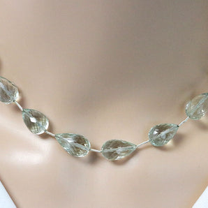 Green Amethyst Faceted Straight Drilled Drops, 8x13mm, Rich Color, (GAM-SDTR-8x13)(75)