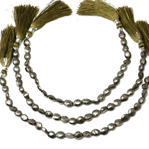 Natural Pyrite Faceted Oval Drops, 7x8 mm, Rich Color, Pyrite Gemstone Beads, (PY-OVAL-7x8)(566)