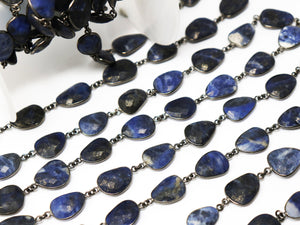 Sodalite Oval Faceted Bezel Chain, (BC-SLT-251) - Beadspoint