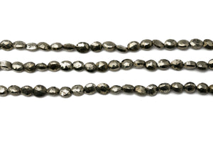 Natural Pyrite Faceted Oval Drops, 7x8 mm, Rich Color, Pyrite Gemstone Beads, (PY-OVAL-7x8)(566)