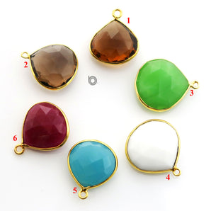 Gold Plated Faceted Heart Bezel, 18 mm, multiple gemstones, (BZC-5000) - Beadspoint