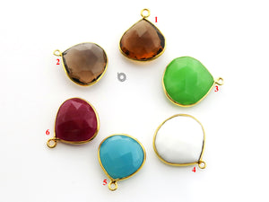 Gold Plated Faceted Heart Bezel, 18 mm, multiple gemstones, (BZC-5000) - Beadspoint