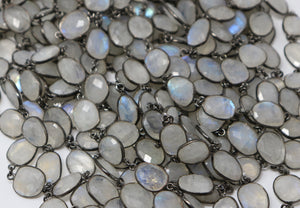 Moonstone Mix Shape Faceted  Bezel Chain, (BC-MNS-245) - Beadspoint