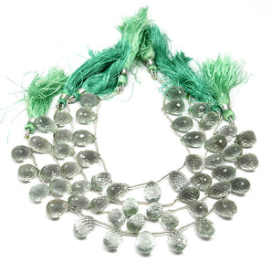 Green Amethyst Faceted Tear Drops, 10x15mm, Rich Color, (GAM-TR-10x15)(77)