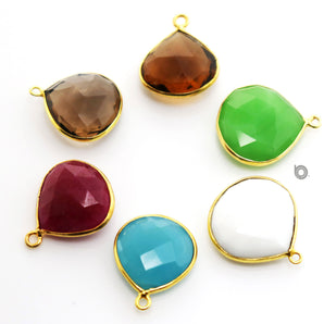 Gold Plated Faceted Heart Bezel, 18 mm, multiple gemstones, (BZC-5000) - Beadspoint