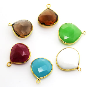 Gold Plated Faceted Heart Bezel, 18 mm, multiple gemstones (BZC-5000) - Beadspoint