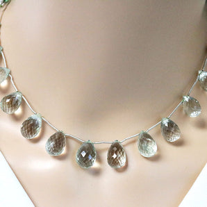 Green Amethyst Faceted Tear Drops, 10x15mm, Rich Color, (GAM-TR-10x15)(77)