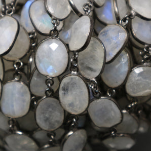 Moonstone Mix Shape Faceted  Bezel Chain, (BC-MNS-245) - Beadspoint