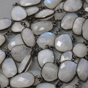 Moonstone Fancy Faceted  Bezel Chain, (BC-MNS-244) - Beadspoint