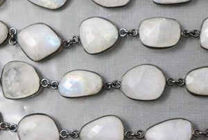 Moonstone Fancy Faceted  Bezel Chain, (BC-MNS-244) - Beadspoint