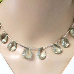 Green Amethyst Faceted Pear Drops, 13x18mm, Rich Color, (GAM-PR-13x18)(78)