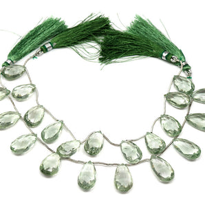 Green Amethyst Faceted Pear Drops, 10x20mm, Rich Color, (GAM-PR-10x20)(79)