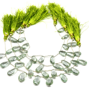 Green Amethyst Faceted Pear Drops, 9x17mm, Rich Color, (GAM-PR-9x17)(81)