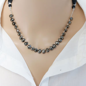 Natural Pyrite Gunmetal Faceted Pear Drops, 6x8 mm, Rich Color, Pyrite Gemstone Beads, (PYGM-PR-6x8)(570)