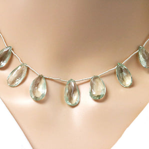 Green Amethyst Faceted Pear Drops, 9x17mm, Rich Color, (GAM-PR-9x17)(81)