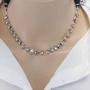 Natural Pyrite Metallic Silver Faceted Pear Drops, 6x8 mm, Rich Color, Pyrite Gemstone Beads, (PYMS-PR-6x8)(571)