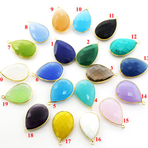 Gold Plated Faceted Pear Bezel, 20x30 mm, (BZC-7074) - Beadspoint