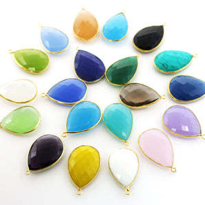 Gold Plated Faceted Pear Bezel, 20x30 mm, (BZC-7074) - Beadspoint