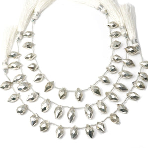 Natural Pyrite Silver Faceted Marquise Drops , 8x16 mm, Rich Color, Pyrite Gemstone Beads, (PYS-MQ-8x16)(573)