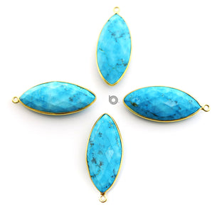 Gold Plated Faceted Turquoise Marquise Bezel, 14x32 mm, (BZC-7099) - Beadspoint