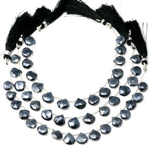 Natural Pyrite Gunmetal Faceted Heart Drops, 10x11 mm, Rich Color, Pyrite Gemstone Beads, (PYGM-HRT-10-11)(574)