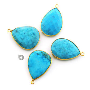 Gold Plated Faceted Turquoise Pear Bezel, 18x24 mm, (BZC-7100) - Beadspoint