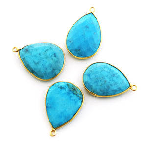 Gold Plated Faceted Turquoise Pear Bezel, 18x24 mm (BZC-7100) - Beadspoint