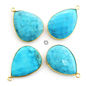 Gold Plated Faceted Turquoise Pear Bezel, 18x24 mm, (BZC-7100) - Beadspoint