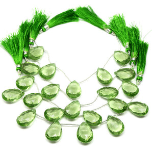 Green Amethyst Faceted Pear Drops, 13x23mm, Rich Color, (GAM-PR-13x23)(86)