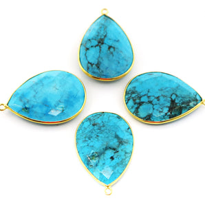 Gold Plated Faceted Pear Bezel, 21x32 mm (BZC-7101) - Beadspoint