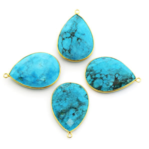 Gold Plated Faceted Pear Bezel, 21x32 mm (BZC-7101) - Beadspoint