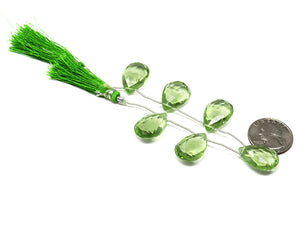 Green Amethyst Faceted Pear Drops, 13x23mm, Rich Color, (GAM-PR-13x23)(86)