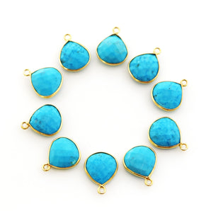 Gold Plated Faceted Turquoise Heart Bezel , 13 mm (BZC-7102) - Beadspoint