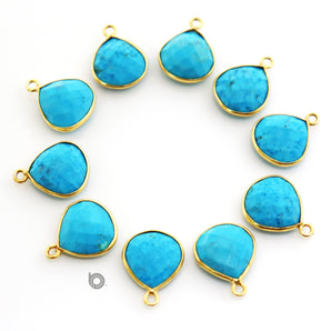 Gold Plated Faceted Turquoise Heart Bezel ,13 mm, (BZC-7102) - Beadspoint