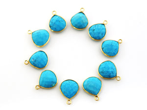 Gold Plated Faceted Turquoise Heart Bezel , 13 mm (BZC-7102) - Beadspoint