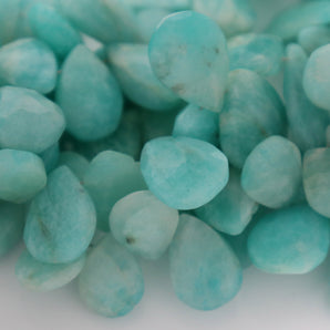 Amazonite Faceted Pear Drops, 4 Pieces (AMZ/PR/10X14) - Beadspoint