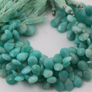 Amazonite Faceted Pear Drops, 4 Pieces (AMZ/PR/10X14) - Beadspoint