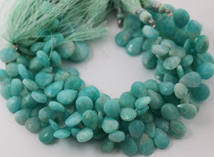 Amazonite Faceted Pear Drops, 4 Pieces (AMZ/PR/10X14) - Beadspoint