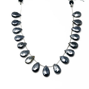 Natural Pyrite Gunmetal Faceted Pear Drops, 9x12 mm, Rich Color, (PYGM-PR-9x12)(576)
