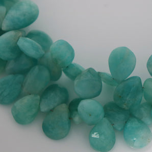 Amazonite Faceted Pear Drops (AMZ/PR/9X11) - Beadspoint