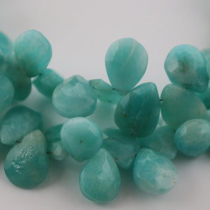 Amazonite Faceted Pear Drops (AMZ/PR/9X11) - Beadspoint