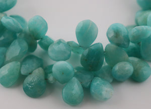 Amazonite Faceted Pear Drops (AMZ/PR/9X11) - Beadspoint